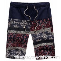 AIEOE Men Beach Shorts Splice Linen Floral Flat Front Drawstring Boardshorts Color 3 B07BZG354C